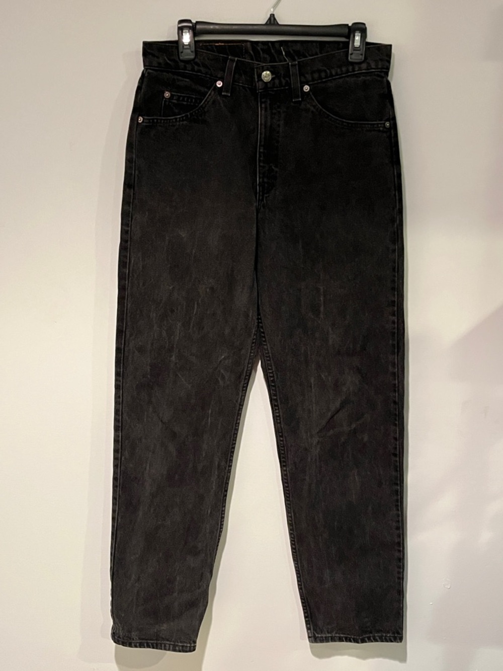 90's Levi's Men's Slim Jeans - Black Washed Denim